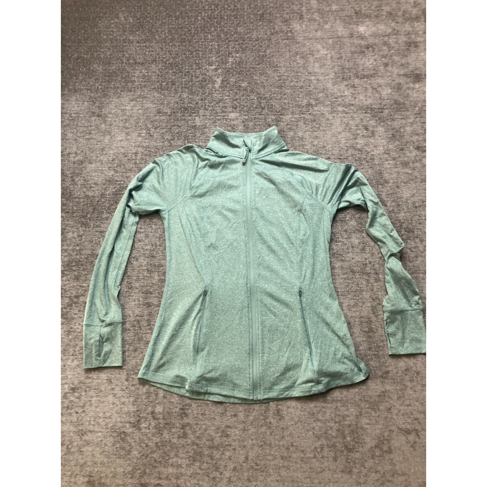 Ideology Athletic Jacket Womens Small Heather Green Performance Mock Neck Zip Up